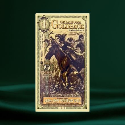 1 Oklahoma Goldback – 24K Gullsedel