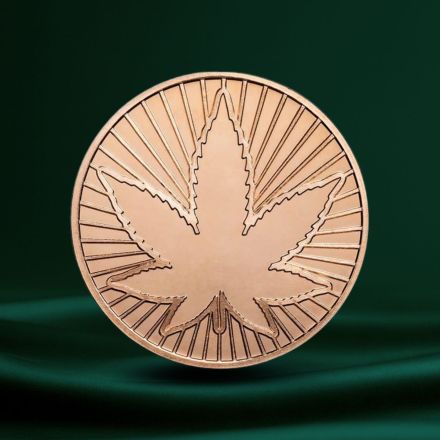 1 oz Kobber Round &ndash; Cannabis 420 Leaf