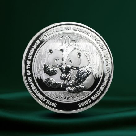 2009 Kina 1 oz S&oslash;lv Panda BU (30-&aring;rsjubileum, kapsel)