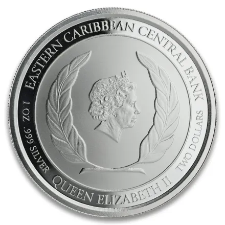 2020 EC8 St. Lucia "Whiptail Lizard" – 1 oz Sølvmynt (Farge)