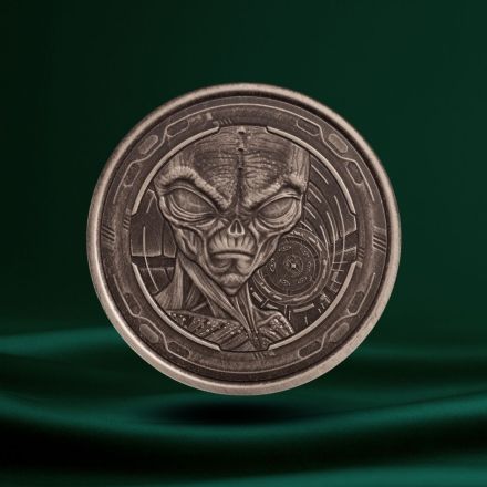 2022 Ghana Alien 1 oz S&oslash;lvmynt Antikkfinish