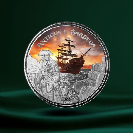 2023 EC8 Antigua & Barbuda &ldquo;Rum Runner&rdquo; 1 oz Farget S&oslash;lvmynt