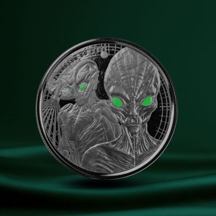 2023 Ghana Alien Invasion 1 oz Sølvmynt (Black Rhodium + Farget)