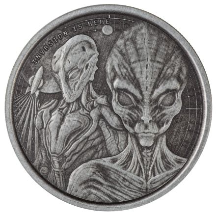 2023 Ghana Alien Invasion 1 oz Silver Antique Coin