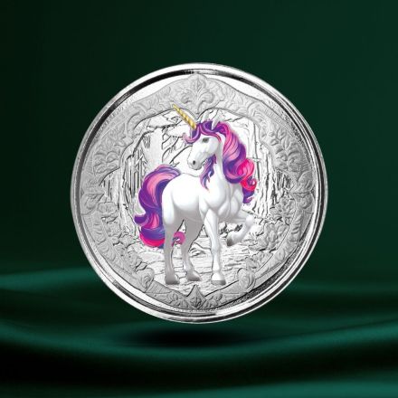 2024 Fiji Unicorn “Veloria” 1 oz Farget Sølv Round