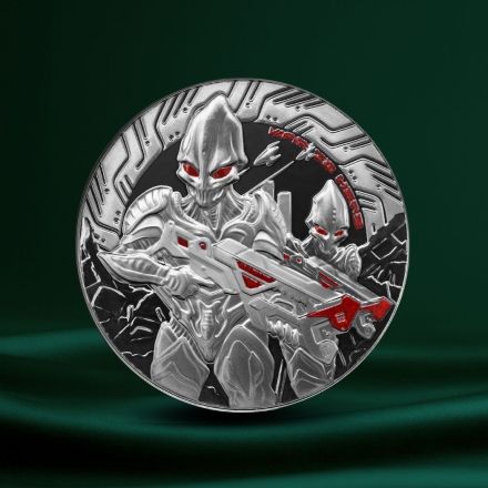 2024 Samoa Alien Battle 1 oz Sølvmynt (Black Rhodium + Farget)