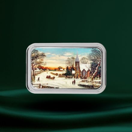 Christmas Morning 1 oz .999 Farget Sølvbar
