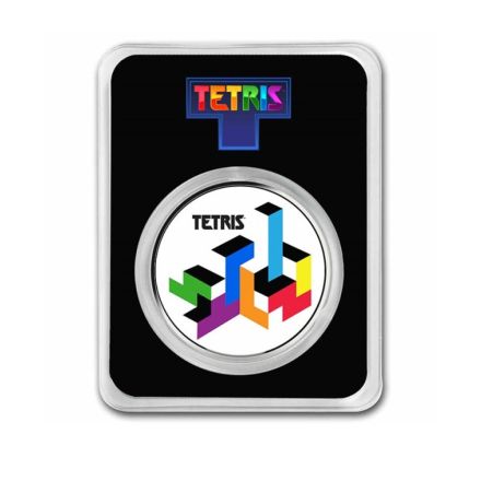 Tetris™ Tetrimino Blocks 1 oz Silver Colorized Round in TEP