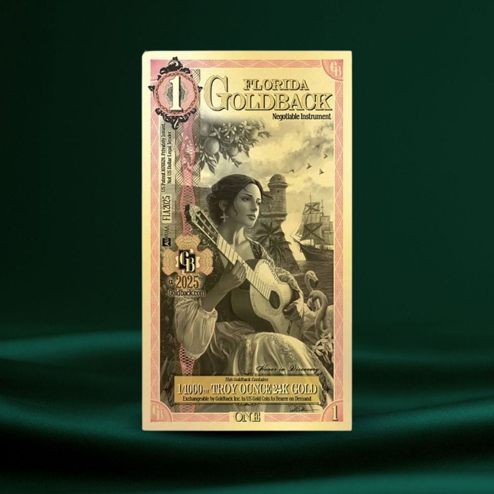 1 Florida Goldback – 24K Gullsedel