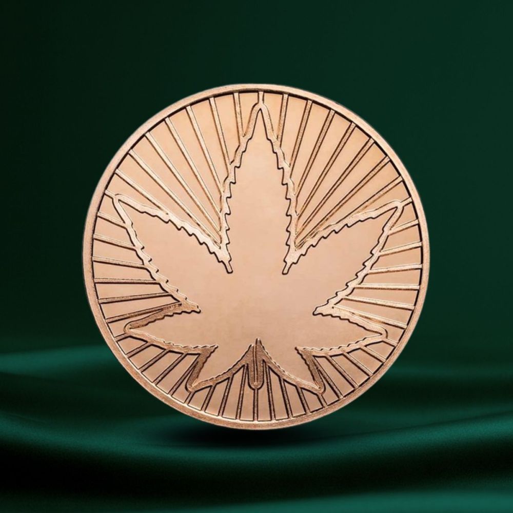 1 oz Kobber Round – Cannabis 420 Leaf