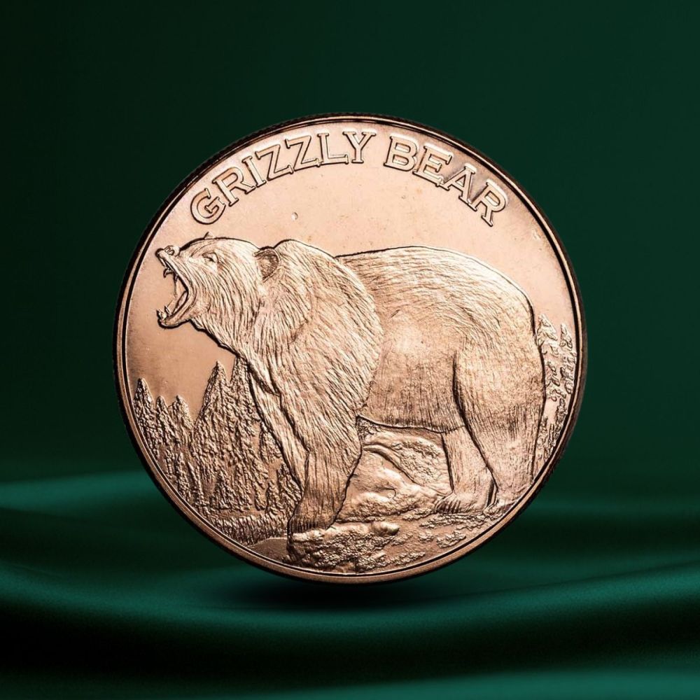 1 oz Kobber Round – Grizzly Bear
