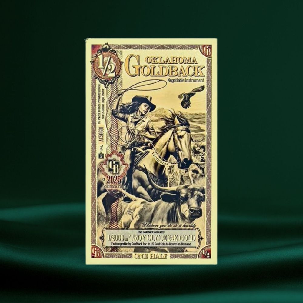 1/2 Oklahoma Goldback – 24K Gullsedel