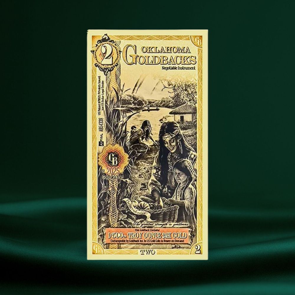 2 Oklahoma Goldback – 24K Gullsedel