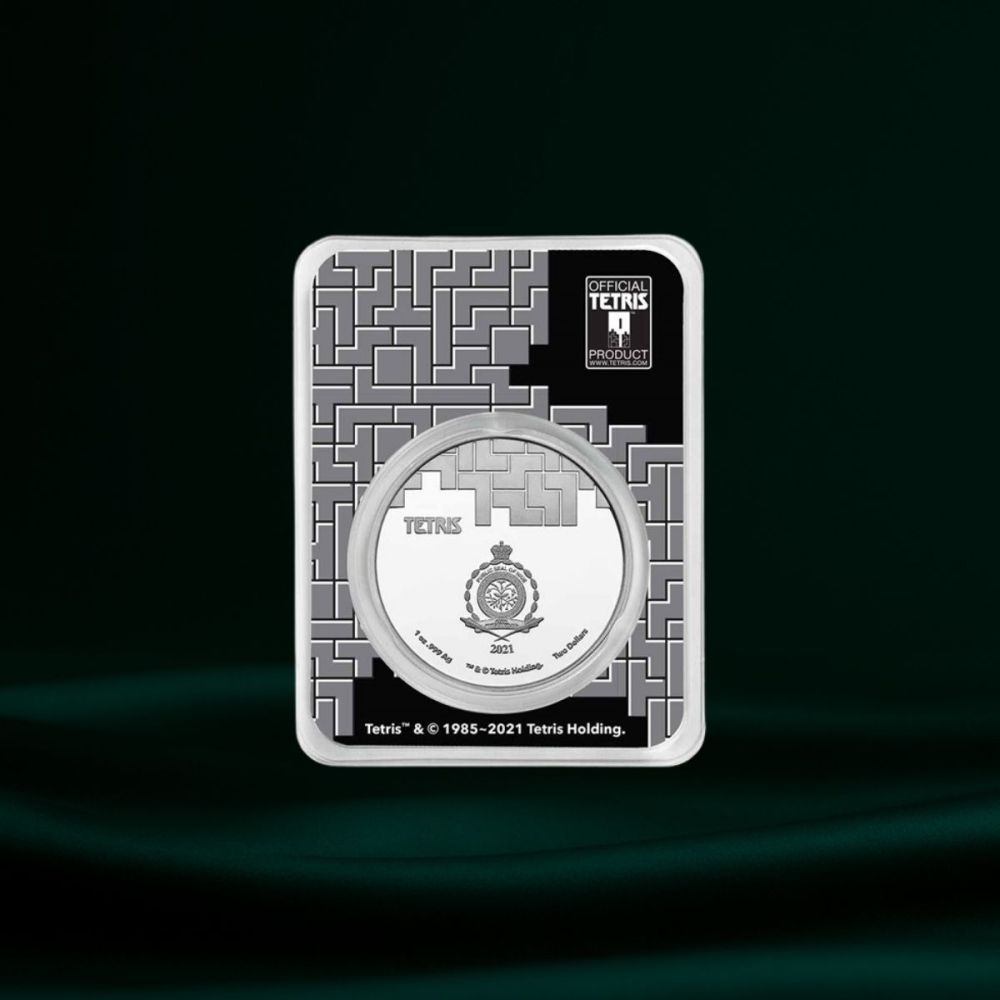 2021 Niue 1 oz Silver $2 Tetris™ Cathedral in TEP (Colorized)