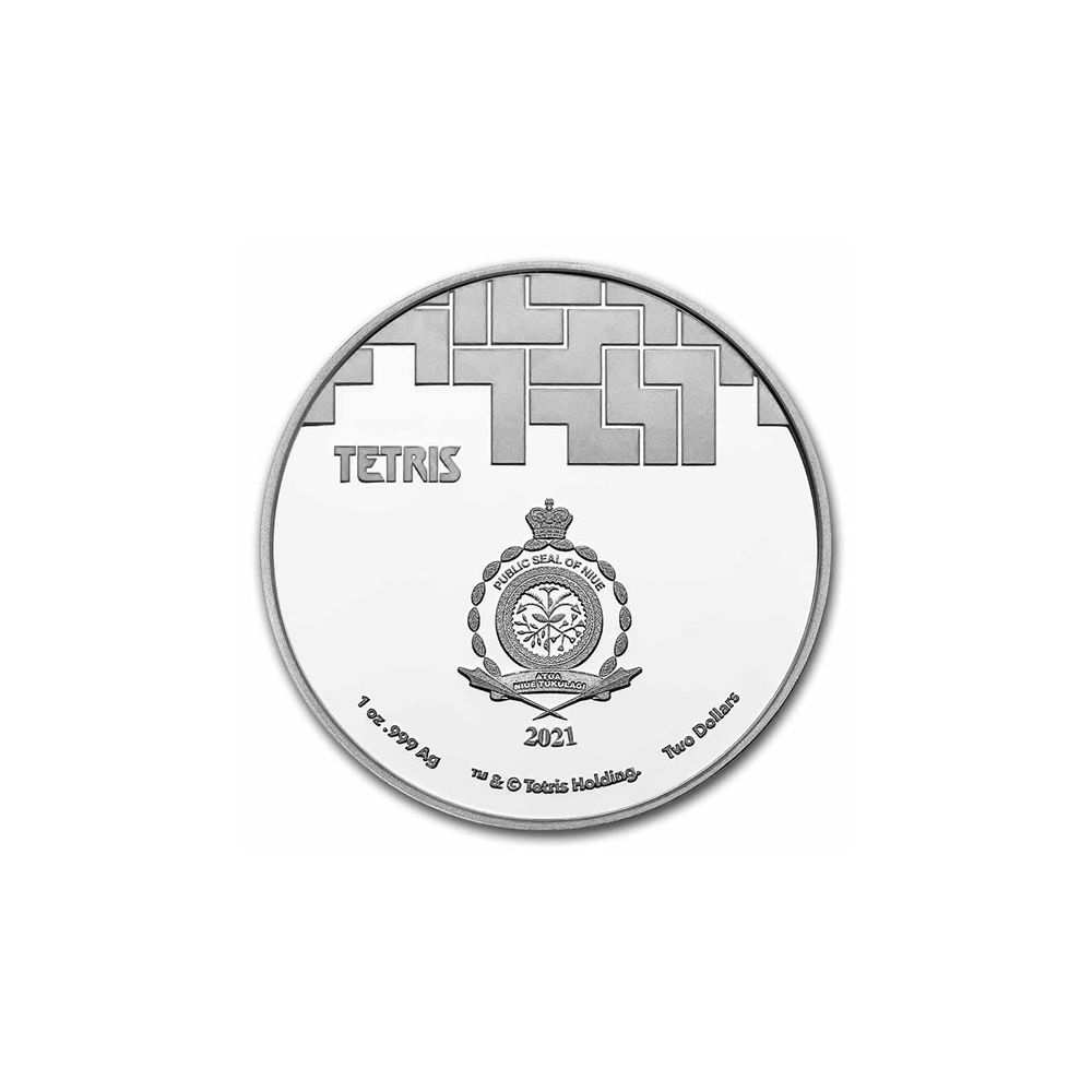 2021 Niue 1 oz Silver $2 Tetris™ Cathedral in TEP (Colorized)